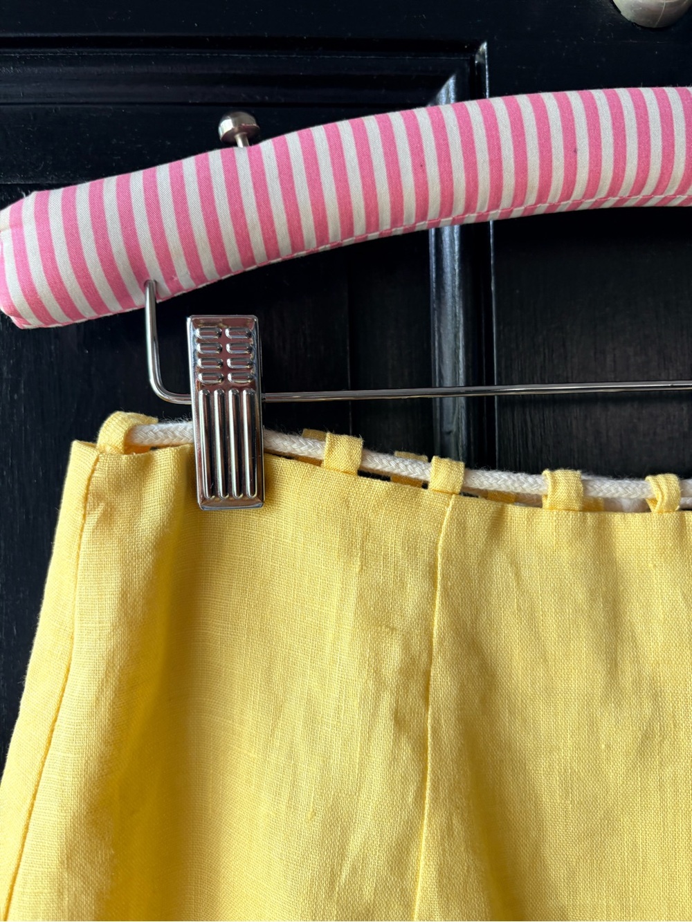 STAUD Ariana Yellow Linen Scalloped Hem Mini Skirt Size 6 - Picture 6 of 13